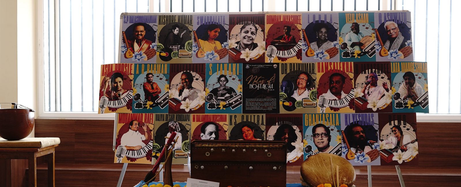 Display of poster portraits at a department exhibition