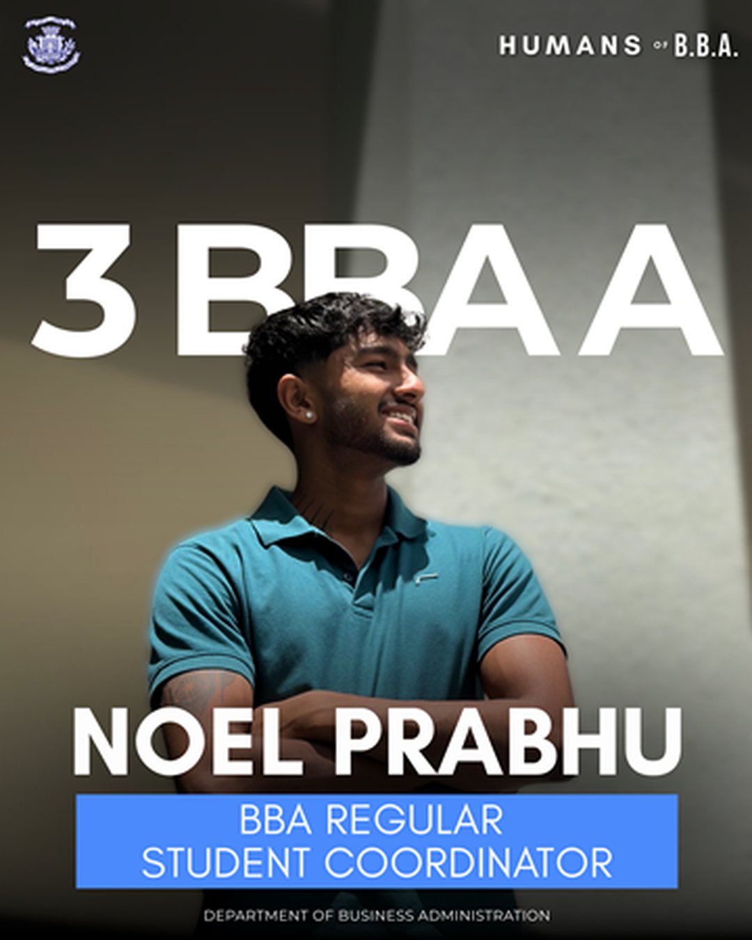 Noel Prabhu, 3 BBA A — BBA Regular Student Coordinator