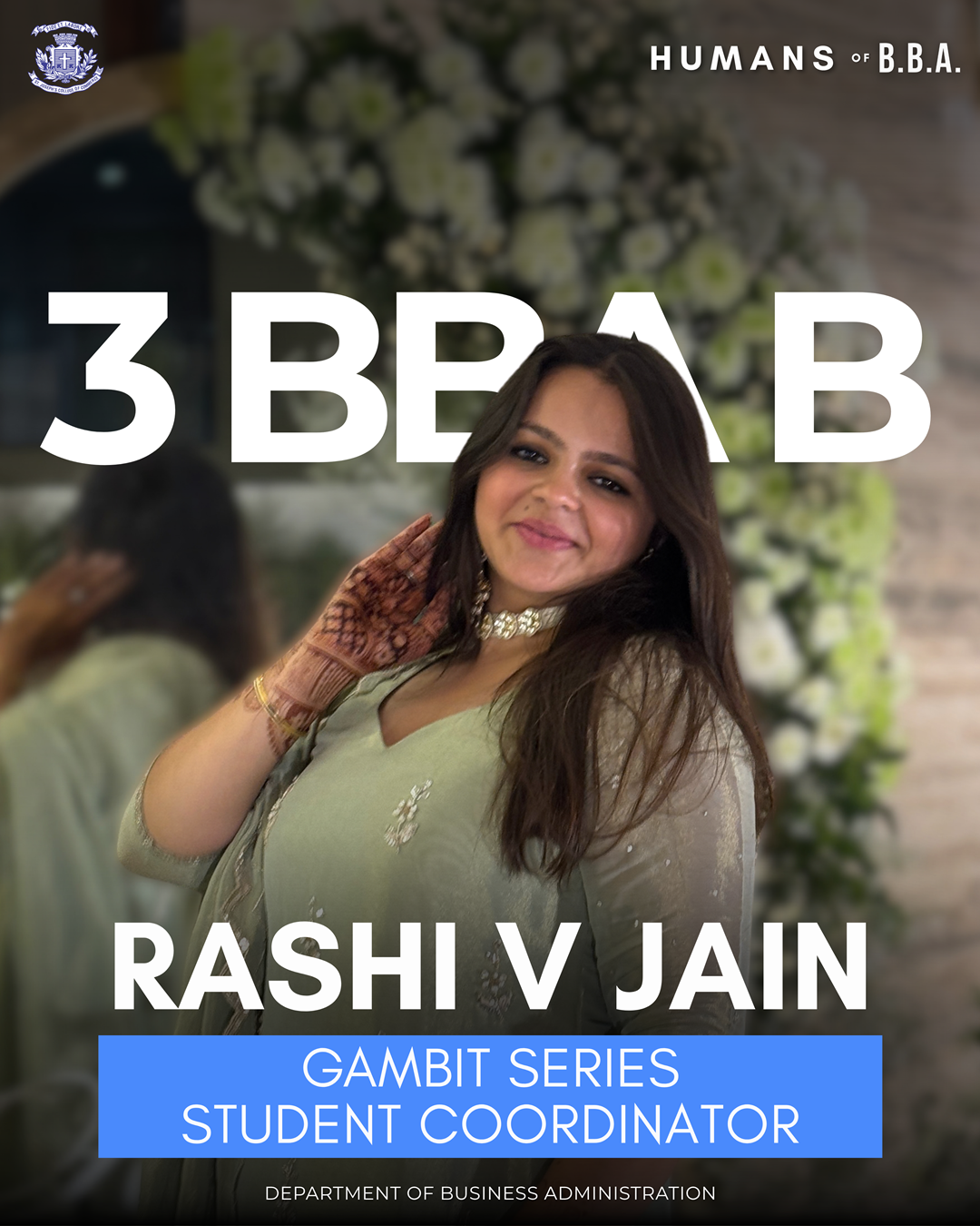 rashi-v, 3 BBA B — Josephite Business Club Student Coordinator