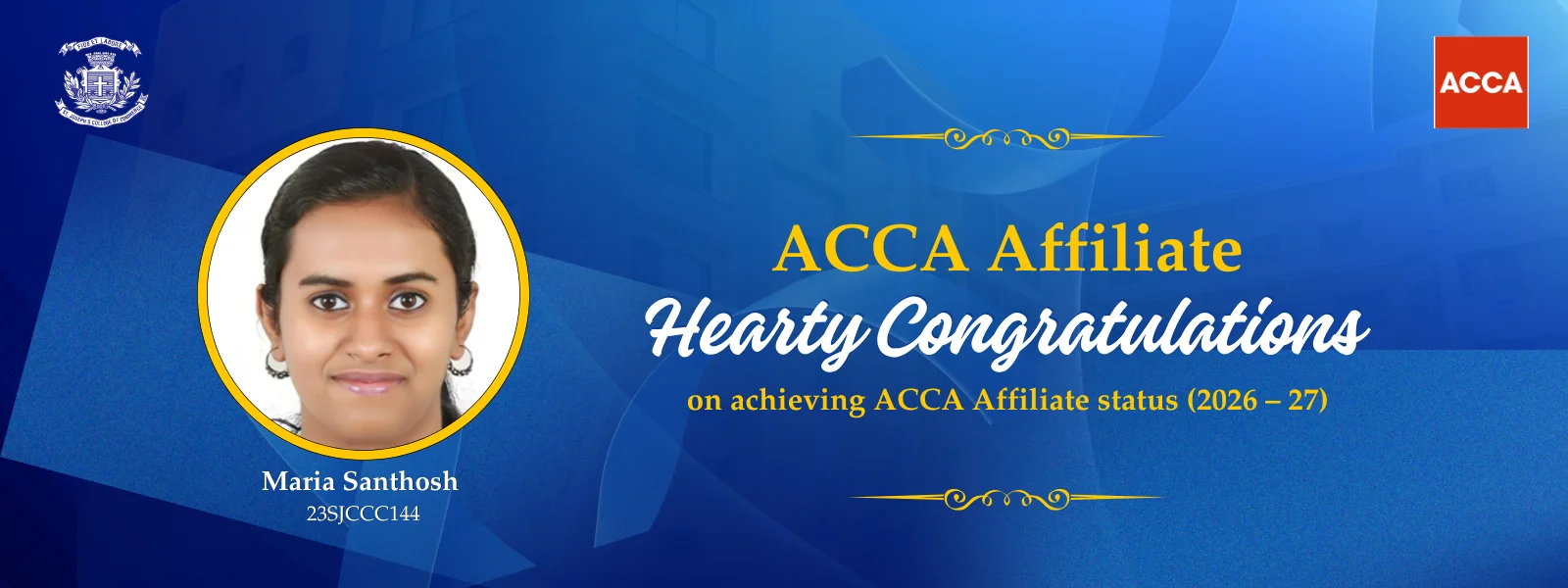 ACCA Affiliate 2026–27: Maria Santhosh (23SJCCC144)